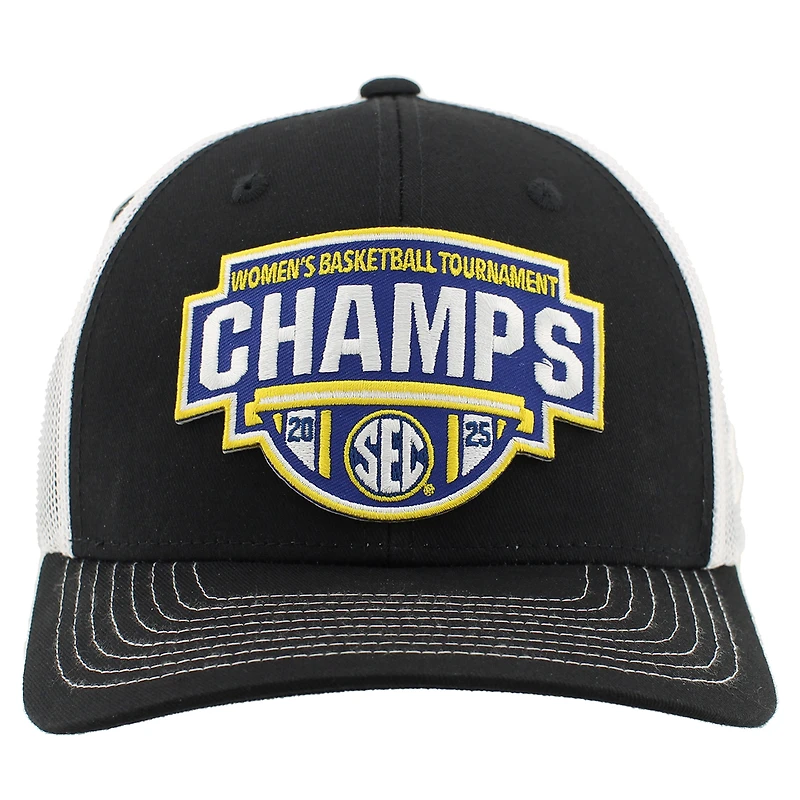 Casquette ajustable unisexe Zephyr noire/blanche South Carolina Gamecocks 2025 SEC Women's Basketball Conference Tournament Champions Locker Room Trucker
