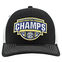 Casquette ajustable unisexe Zephyr noire/blanche South Carolina Gamecocks 2025 SEC Women's Basketball Conference Tournament Champions Locker Room Trucker