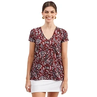 Haut à col en V fleuri Blake pour femme Smith & Quinn Garnet South Carolina Gamecocks