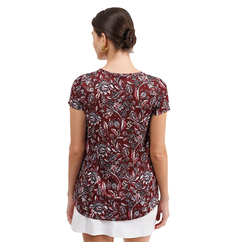 Haut à col en V fleuri Blake pour femme Smith & Quinn Garnet South Carolina Gamecocks
