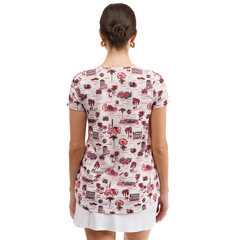 Haut à col en V fleuri Blake pour femme Smith & Quinn White South Carolina Gamecocks