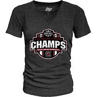 T-shirt à col en V bleu 84 noir South Carolina Gamecocks Champions du tournoi de basket-ball féminin SEC 2025 pour femmes