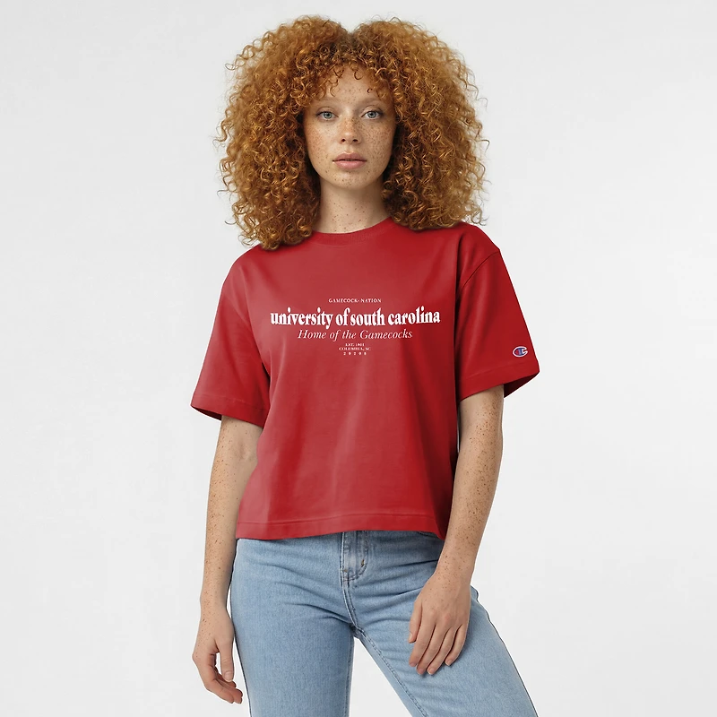 T-shirt à logo domicile des Gamecocks de Caroline du Sud, couleur grenat, pour femmes championnes