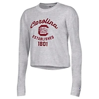 Women's Champion Gray South Carolina Gamecocks Boyfriend Cropped Long Sleeve T-Shirt