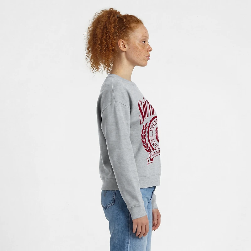 Women's Champion  Heather Gray South Carolina Gamecocks Academic Crest Powerblend Crewneck Sweatshirt