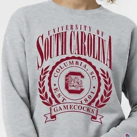 Women's Champion  Heather Gray South Carolina Gamecocks Academic Crest Powerblend Crewneck Sweatshirt