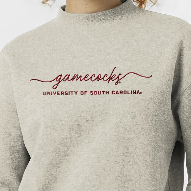 Women's Champion  Heather Gray South Carolina Gamecocks Triumph Mock Neck Sweatshirt