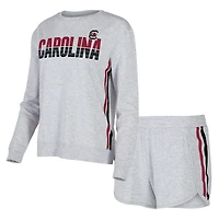 Women's Concepts Sport Gray South Carolina Gamecocks Cedar Tri-Blend Long Sleeve Top & Shorts Sleep Set