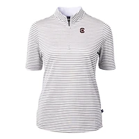 Women's Cutter & Buck  Gray South Carolina Gamecocks DryTec Virtue Eco Pique Stripe Recycled Polo