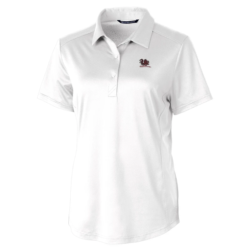 Women's Cutter & Buck White South Carolina Gamecocks Vault DryTec Prospect Textured Stretch Polo