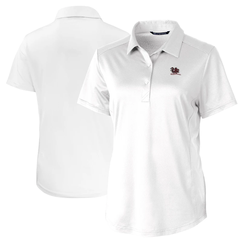 Women's Cutter & Buck White South Carolina Gamecocks Vault DryTec Prospect Textured Stretch Polo
