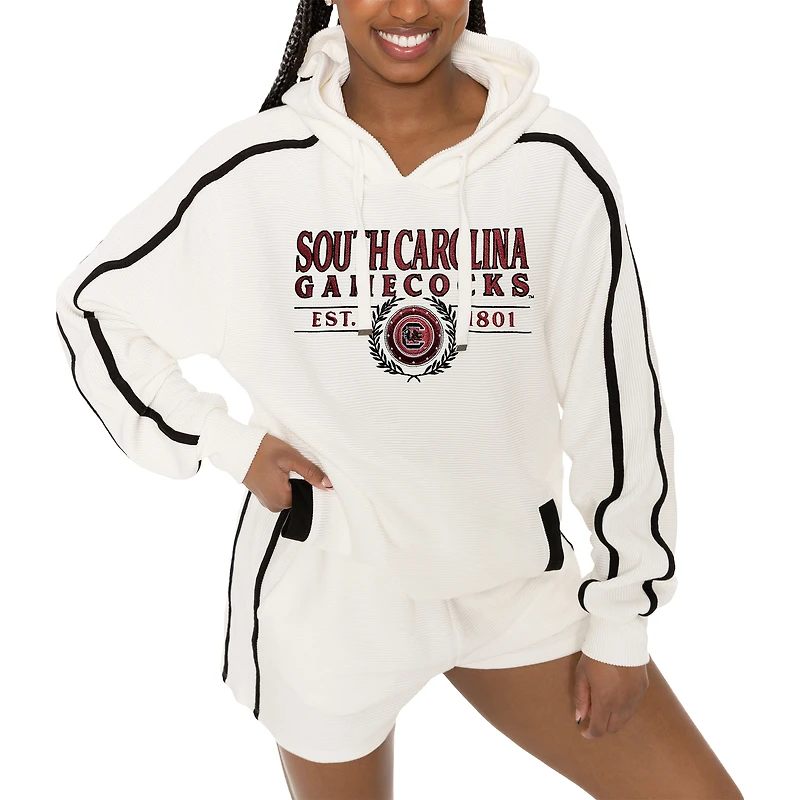 Ensemble sweat à capuche et short Gameday Couture Cream South Carolina Gamecocks Down, Set, Go pour femme