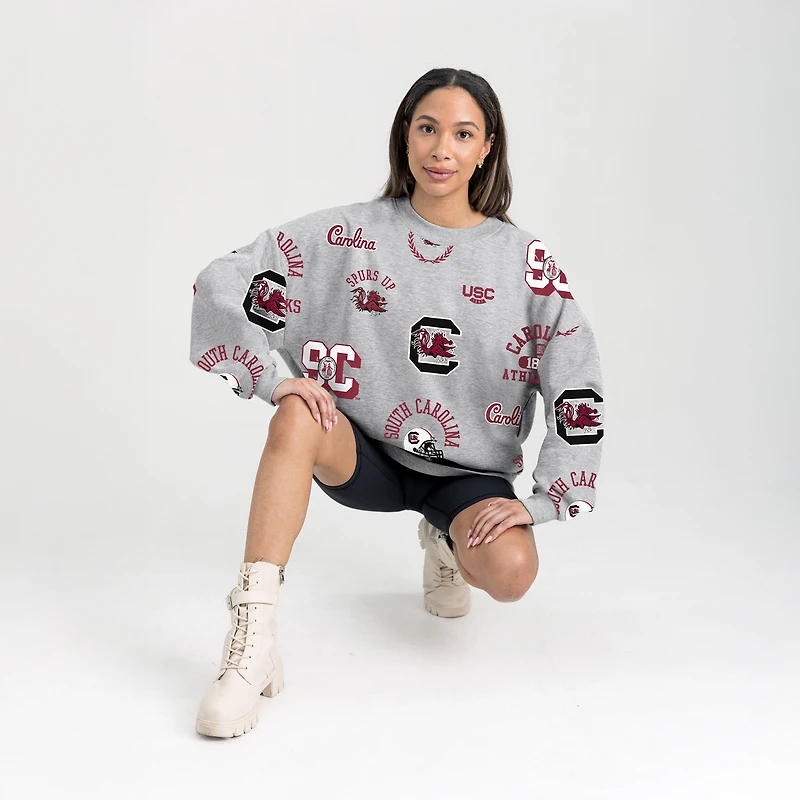 Sweat-shirt polaire gris Gameday Couture pour femme, motif Gamecocks de Caroline du Sud, Always On Repeat