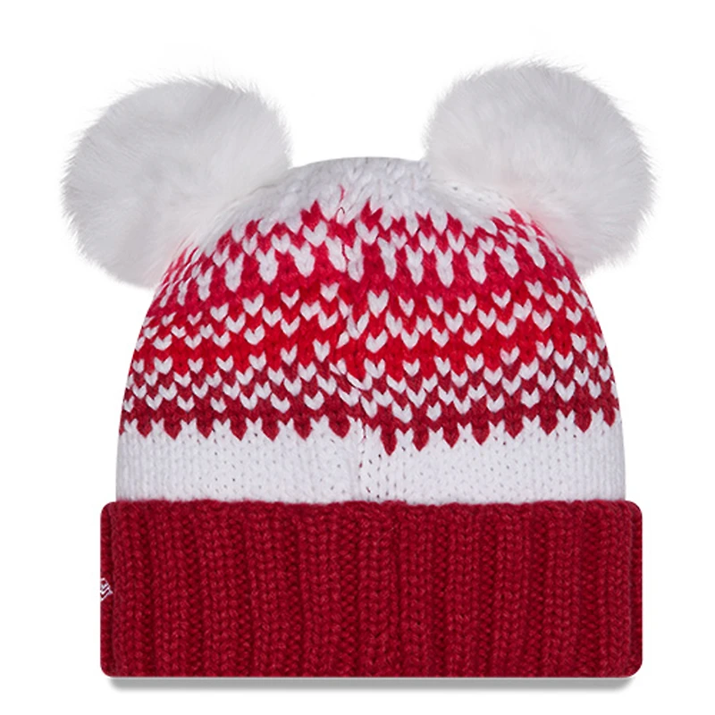 Bonnet à revers à double pompon et imprimé New Era Garnet South Carolina Gamecocks pour femme