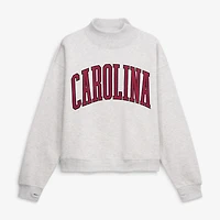 Women's Pressbox Ash South Carolina Gamecocks Oversized Nelson Mock Neck Sweatshirt