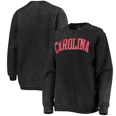 Women's Pressbox Garnet South Carolina Gamecocks Comfy Cord Vintage Wash Basic Arch Pullover Sweatshirt