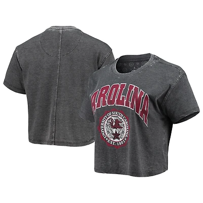 Women's Pressbox Garnet South Carolina Gamecocks Edith Vintage Burnout Crop T-Shirt
