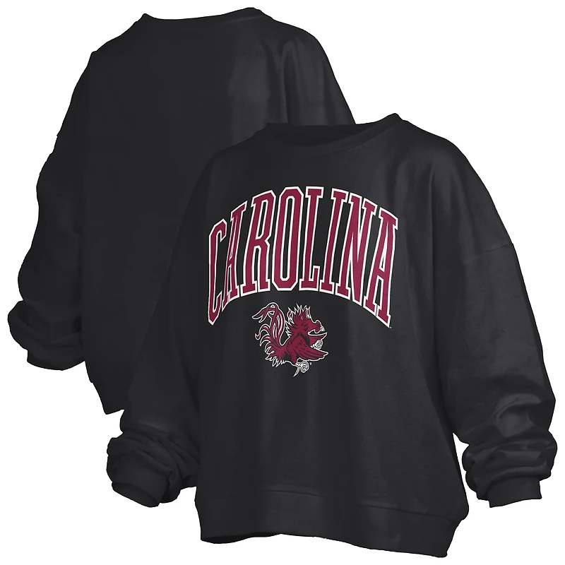 Sweat-shirt surdimensionné à manches longues pour femme avec logo Janise Arch Over Pressbox Garnet des Gamecocks de Caroline du Sud