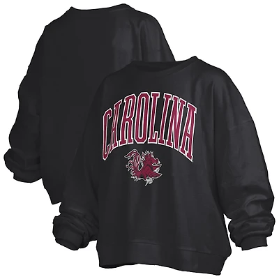 Sweat-shirt surdimensionné à manches longues pour femme avec logo Janise Arch Over Pressbox Garnet des Gamecocks de Caroline du Sud