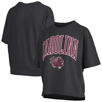 Women's Pressbox Garnet South Carolina Gamecocks Nelson Arch Over Logo Waist Length Oversized Slub T-Shirt
