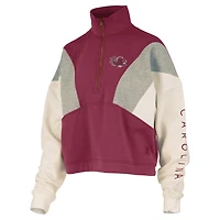 Women's Pressbox  Garnet South Carolina Gamecocks Ferrara Color Block Quarter-Zip Sweatshirt