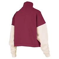 Women's Pressbox  Garnet South Carolina Gamecocks Ferrara Color Block Quarter-Zip Sweatshirt