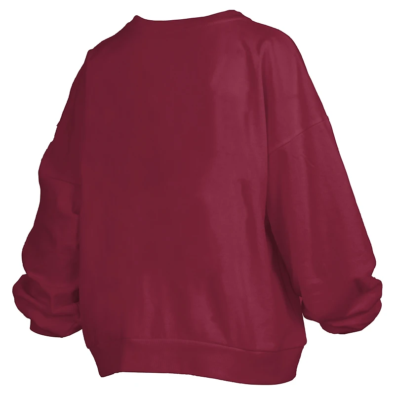 Sweat-shirt surdimensionné à manches longues pour femme avec logo Janise Arch Over Pressbox Garnet des Gamecocks de Caroline du Sud
