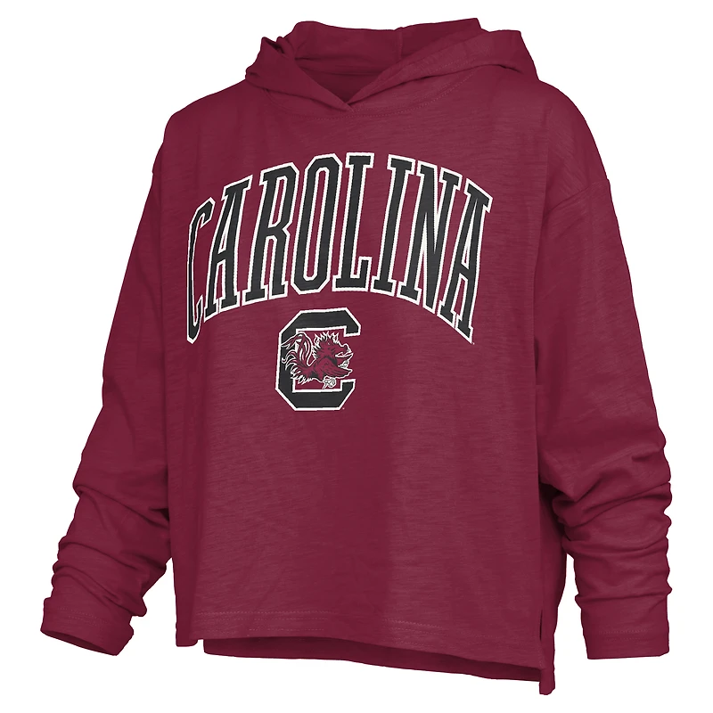 T-shirt à capuche manches longues Pressbox Garnet South Carolina Gamecocks Nelson Arch Over Logo pour femmes