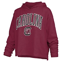 T-shirt à capuche manches longues Pressbox Garnet South Carolina Gamecocks Nelson Arch Over Logo pour femmes
