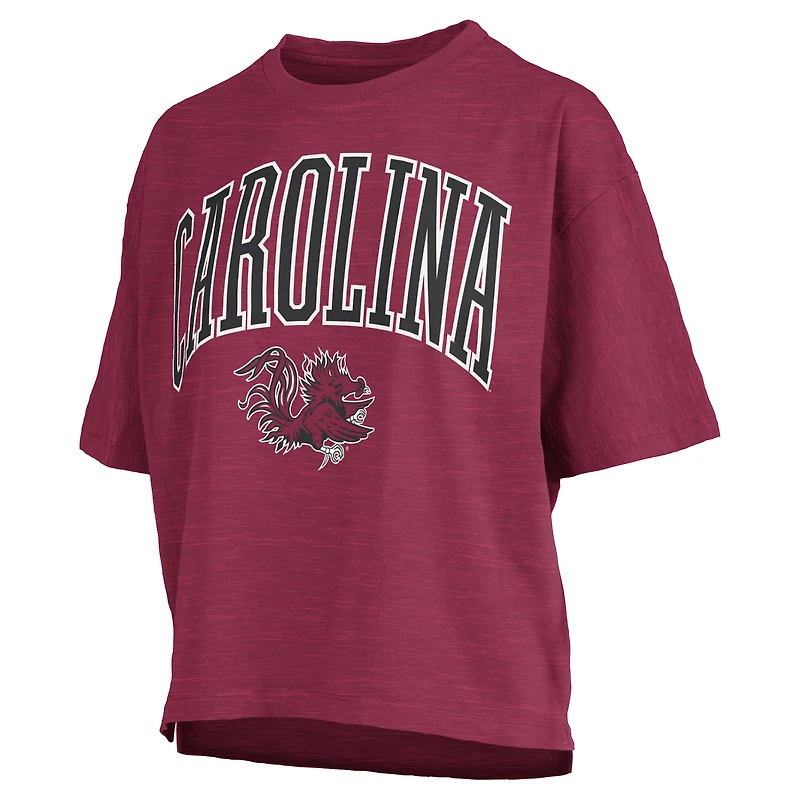 T-shirt surdimensionné à la taille avec logo Arch Pressbox Garnet South Carolina Gamecocks pour femme