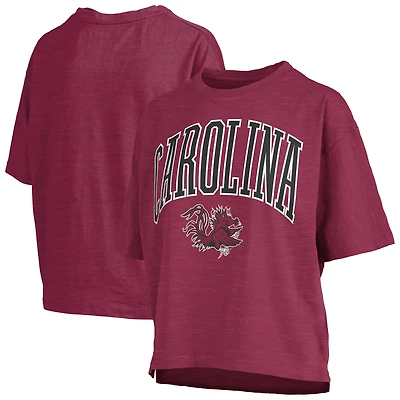 T-shirt surdimensionné à la taille avec logo Arch Pressbox Garnet South Carolina Gamecocks pour femme