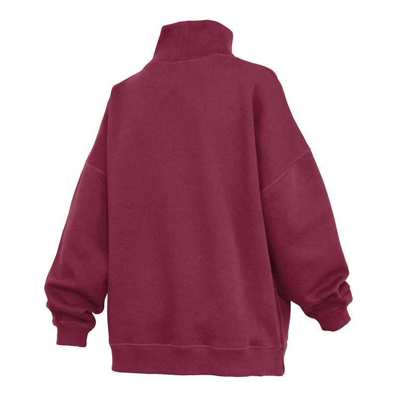 Women's Pressbox Garnet South Carolina Gamecocks Oversized Mock Neck Sweatshirt