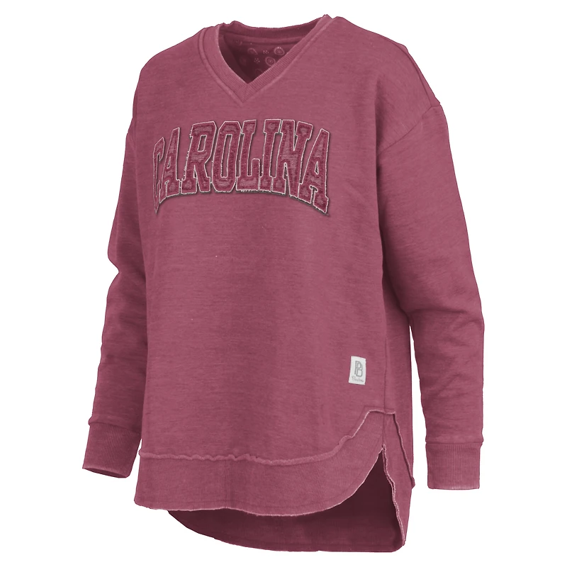 Sweat-shirt à col en V Westin Poncho Pressbox Garnet South Carolina Gamecocks pour femme