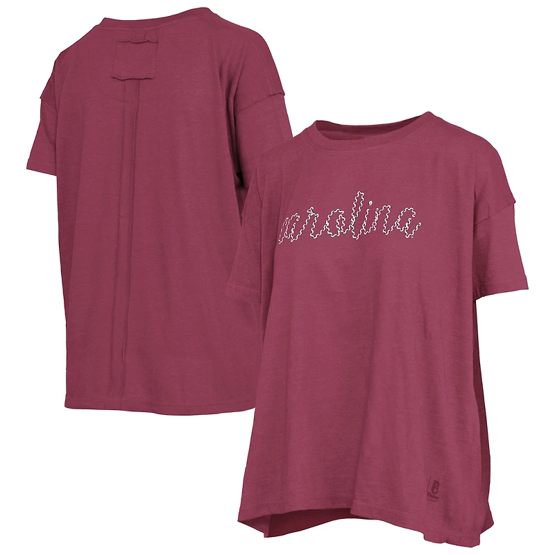 T-shirt oversize à coutures apparentes, couleur grenat chiné, South Carolina Gamecocks, pour femme.