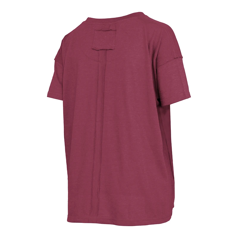 T-shirt oversize à coutures apparentes, couleur grenat chiné, South Carolina Gamecocks, pour femme.