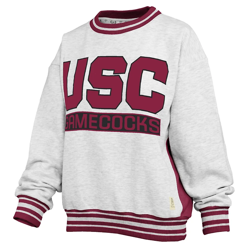 Sweat-shirt ras du cou pour femme Pressbox gris chiné/grenat des Gamecocks de Caroline Sud Endzone