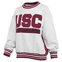 Sweat-shirt ras du cou pour femme Pressbox gris chiné/grenat des Gamecocks de Caroline Sud Endzone