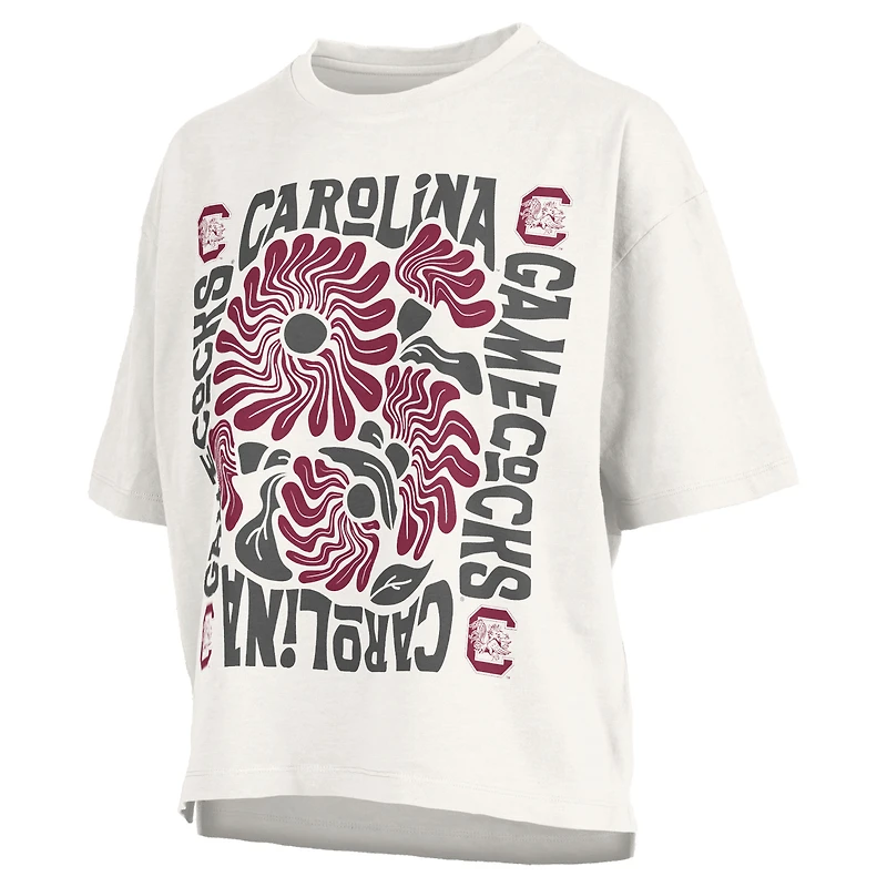 Women's Pressbox White South Carolina Gamecocks Elena Oversized Slub T-Shirt