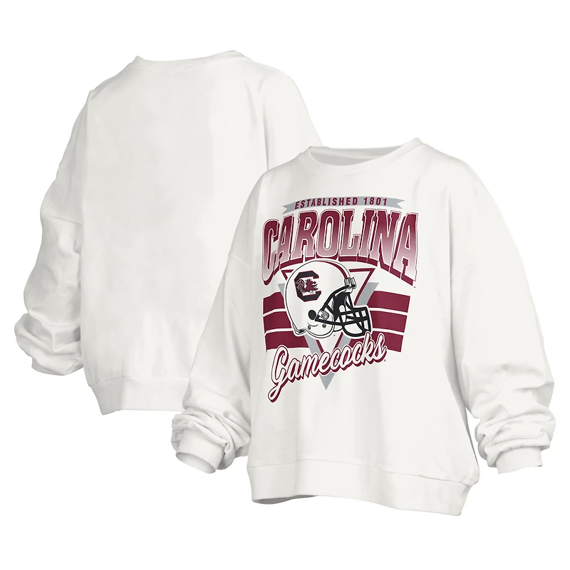 Sweat-shirt surdimensionné à logo rétro Janice pour femme Pressbox White South Carolina Gamecocks