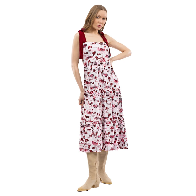 Robe longue à volants et épaules nouées Smith & Quinn Garnet South Carolina Gamecocks pour femme