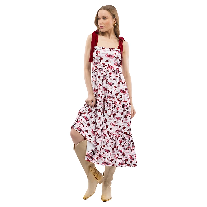 Robe longue à volants et épaules nouées Smith & Quinn Garnet South Carolina Gamecocks pour femme
