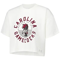 Women's Under Armour Cream South Carolina Gamecocks Iconic Heavyweight Soft Boxy Cropped T-Shirt