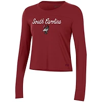 Women's Under Armour Garnet South Carolina Gamecocks Vault Cropped Long Sleeve T-Shirt