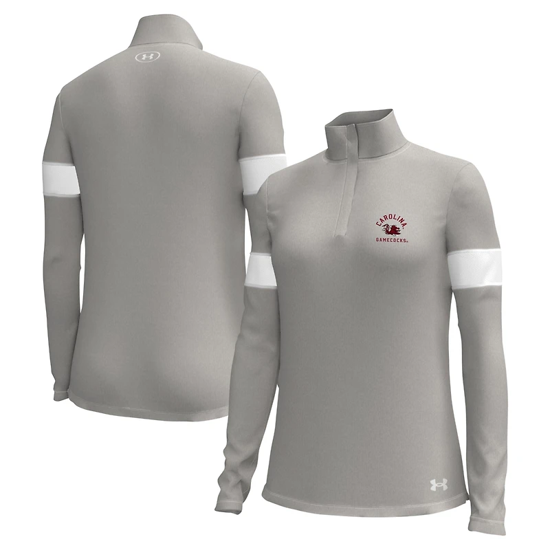 Haut gris à quart de zip Under Armour pour femmes des Gamecocks Caroline du Sud Gameday Challenger