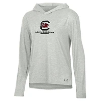 T-shirt à capuche et manches longues Under Armour Heather Grey South Carolina Gamecocks pour femme
