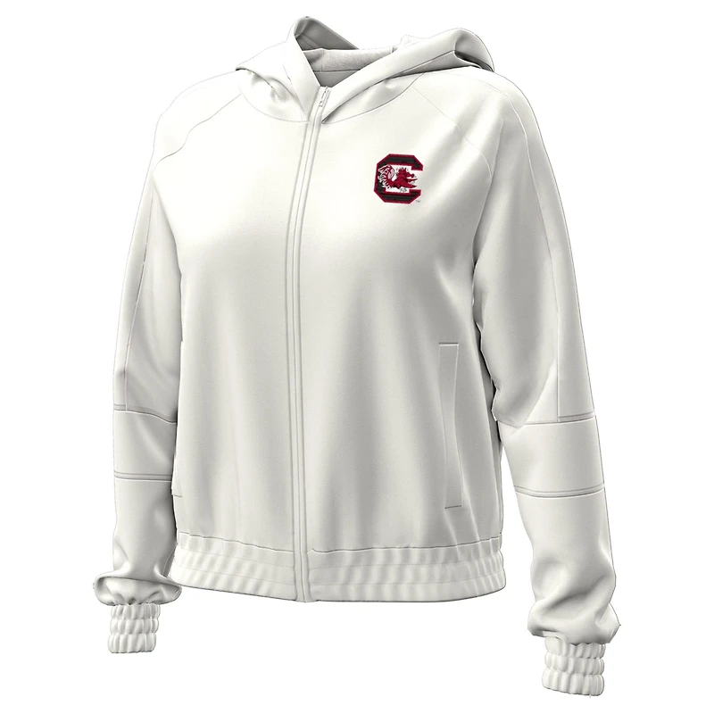 Women's Under Armour Natural South Carolina Gamecocks Gameday Rival Fleece Full-Zip Cropped Hoodie
