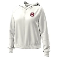 Women's Under Armour Natural South Carolina Gamecocks Gameday Rival Fleece Full-Zip Cropped Hoodie