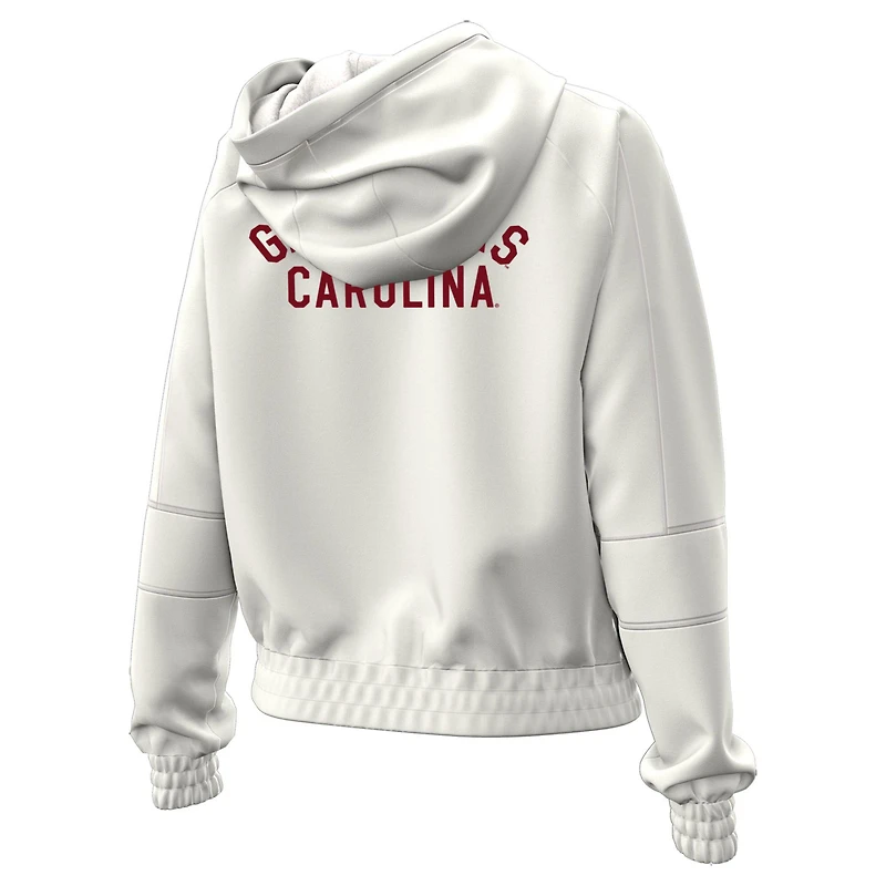 Women's Under Armour Natural South Carolina Gamecocks Gameday Rival Fleece Full-Zip Cropped Hoodie
