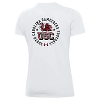 T-shirt blanc Under Armour South Carolina Gamecocks Throwback 2 Hit Performance pour femme