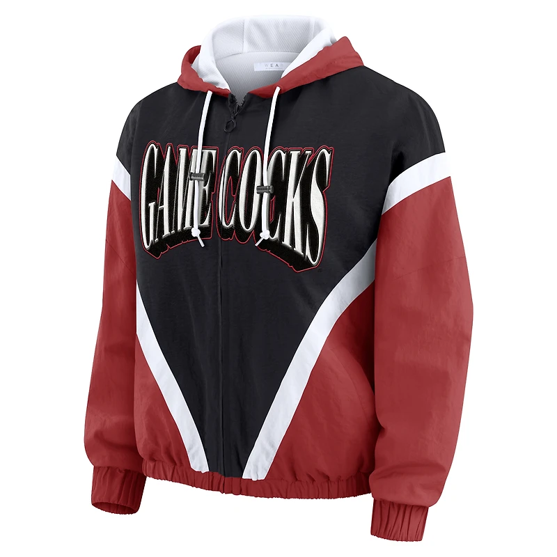 Veste coupe-vent à capuche entièrement zippée colorblock grenat/noir pour femme WEAR by Erin Andrews des Gamecocks de Caroline du Sud